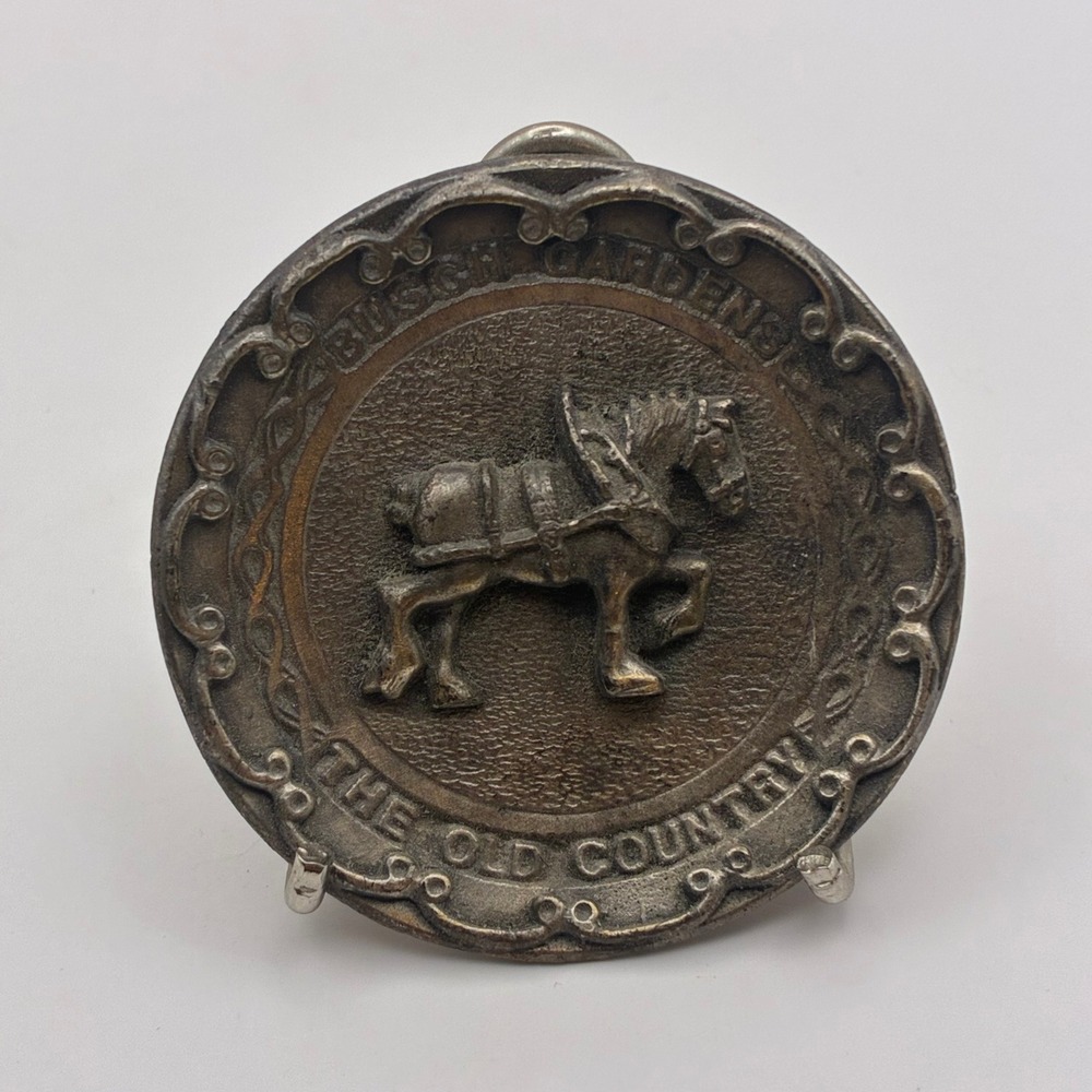 Colonial Pewter Busch Gardens The Old Country Clydesdale Miniature Plate 2 inch